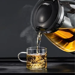 Large Capacity Clear Borosilica Glass Teapot With Stainless Steel Infuser Puer Kettle Heated Container Coffee Tea Pot Maker