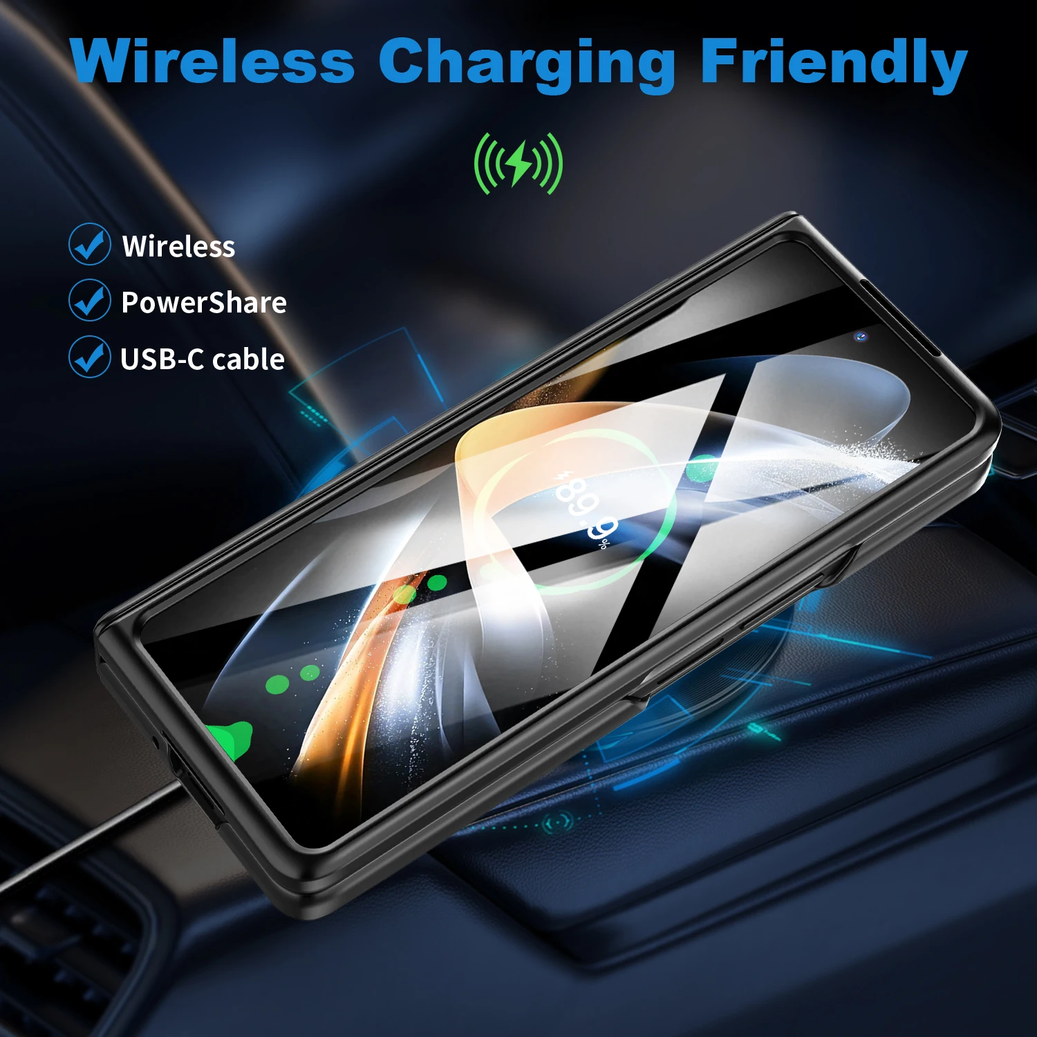 Shockproof Rugged Bumper Folding Case For Samsung Galaxy Z Fold 4 Hinge Protection Armor Case With S Pen Slot Hidden Kickstand