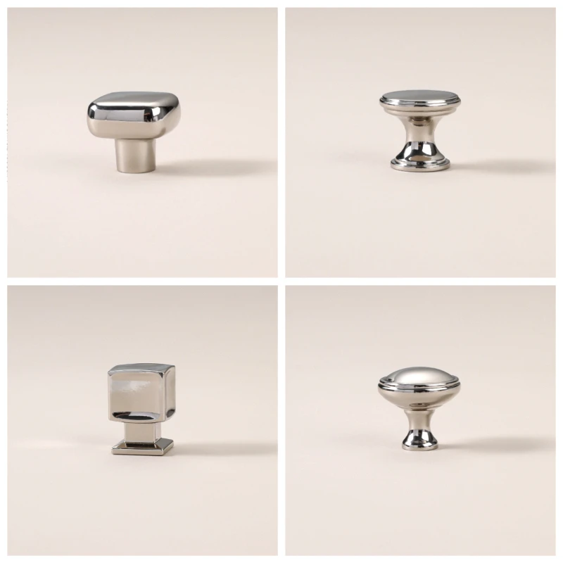 

French titanium silver cabinet door handle wardrobe cabinet drawer minimalist antique cream style single hole door handle