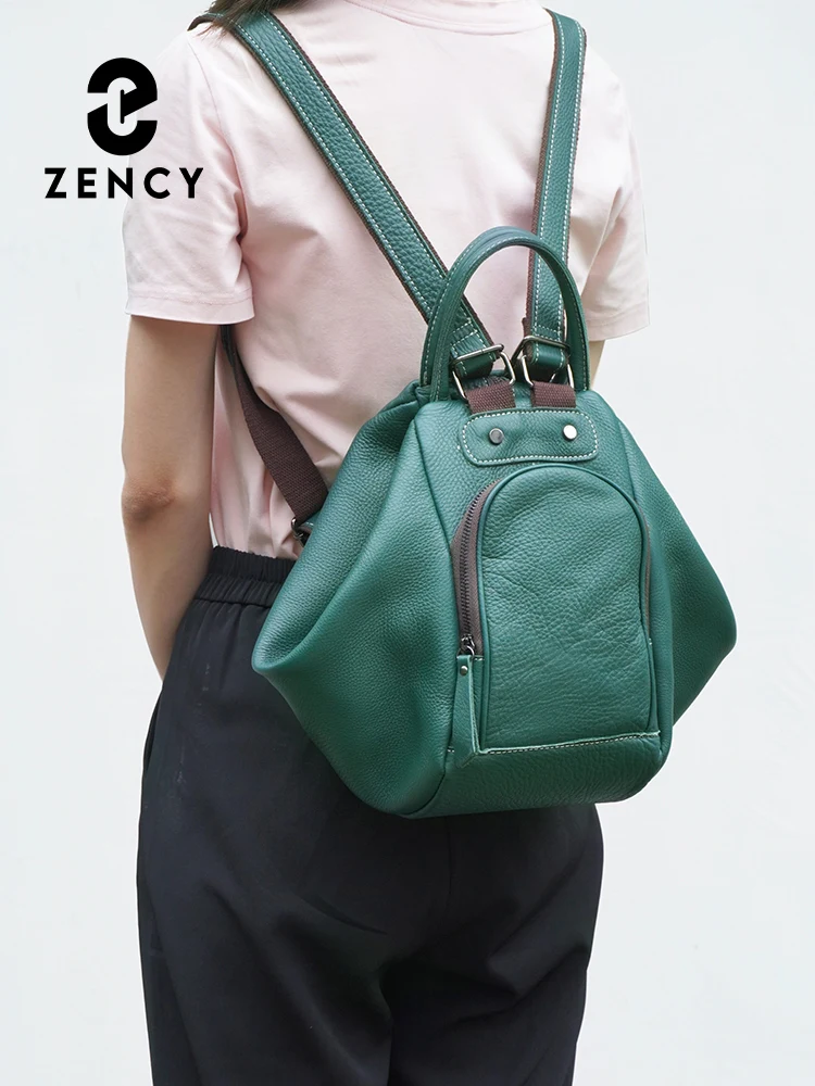 Zency Genuine Leather Women's Backpack Knapsack Large Capacity 2024 Designer Shoulder Bag Rucksack For Travel Large Storage Bag