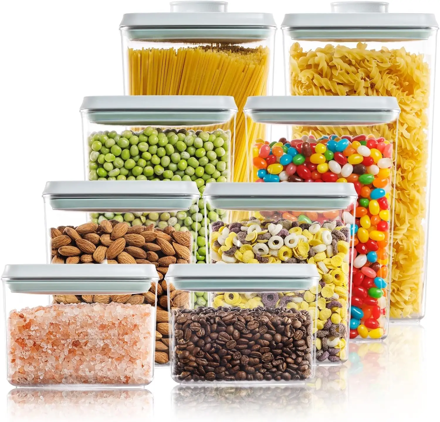 

Контейнеры для хранения продуктов Pop Top - набор из 8 штук, без BPA, с герметичными крышками, пищевого качества, с мерными отметками.