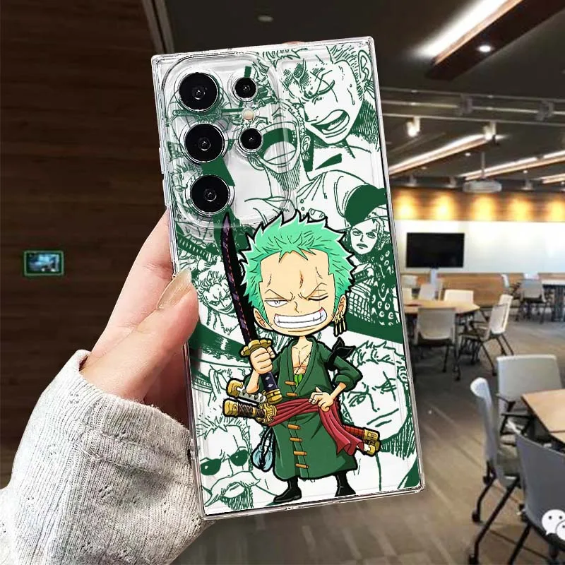 

One Piece Roronoa Zoro Cute Phone Case For Samsung Galaxy S26 S25 S24 S23 S22 S21 S20 S10 Lite FE Edge TPU 5G Transparent