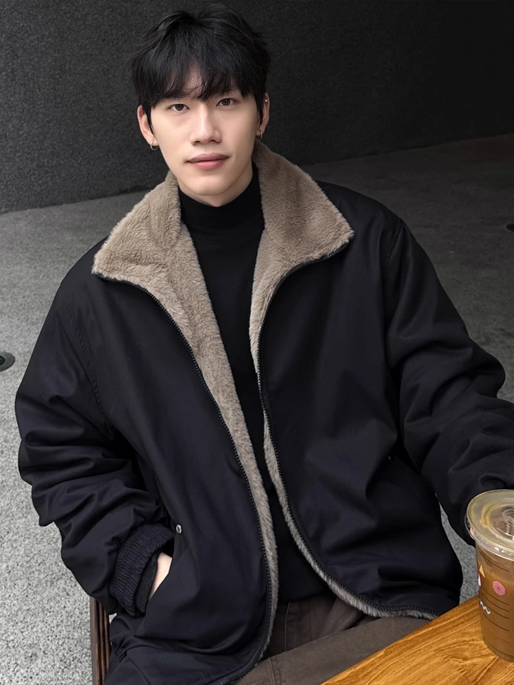 

Двустороннее носимое мужское хлопковое дэт в стиле ретро с меховой подкладкой, теплое зимнее пальто с воротником-стойкой, молодежный тренд