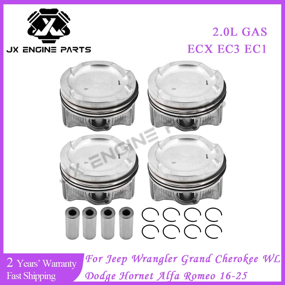 Juego de pistones y anillos de motor ECX EC3 EC1 para Jeep 2.0 Wrangler Grand Cherokee WL Compass Dodge Hornet Alfa Romeo Giulia 2.0L GAS