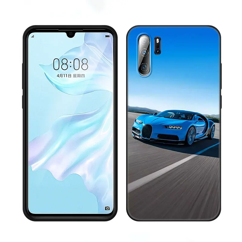 Cool Sports Car Phone Case For Huawei P8 P9 P10 P20 P30 P40 Lite E P50 P Smart Pro Z S 2018 2019 2020 2021 Soft TPU Black Cover