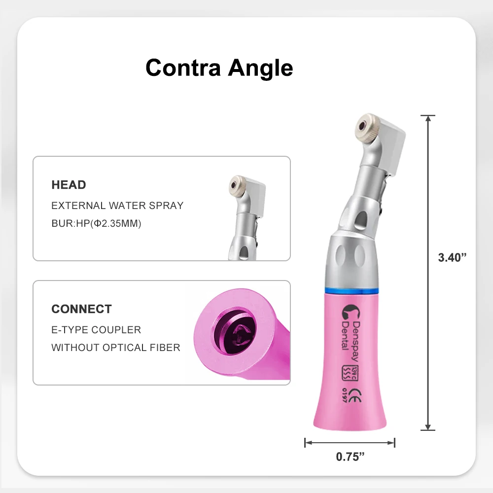 Zestaw rękojeści dentystycznych o niskiej prędkości 2/4 otwory różowy 203C uchwyt zatrzaskowy silnika pneumatycznego kątnica prosta rękojeść