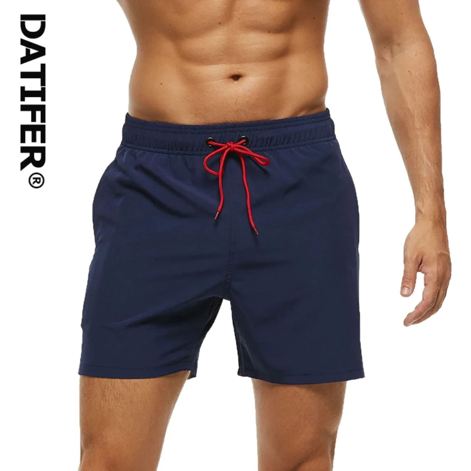 

Summer Quickly Dry Swimming Shorts Men Solid Color Breathable Mesh Liner Plus Size Swimsuit Elastic Waist Running Shorts