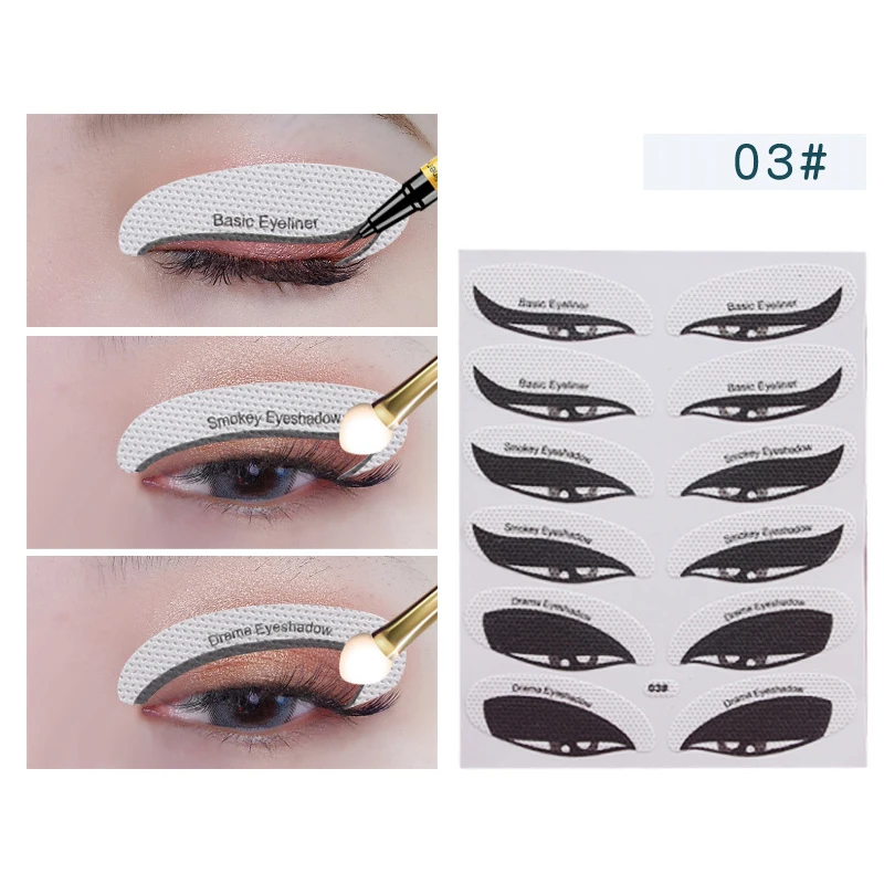 24pair/4sheets multifunkční oko líčení šablona oko stín eyeliner šablona oko líčení nástroje