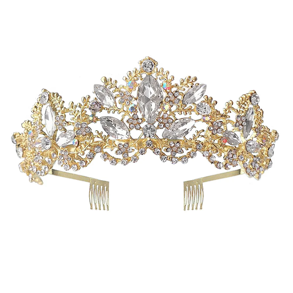 

Bride Crown Headdress Zinc Alloy Hair Accessories Wedding Girl Tiara Leaf Modeling Durable Practical Special