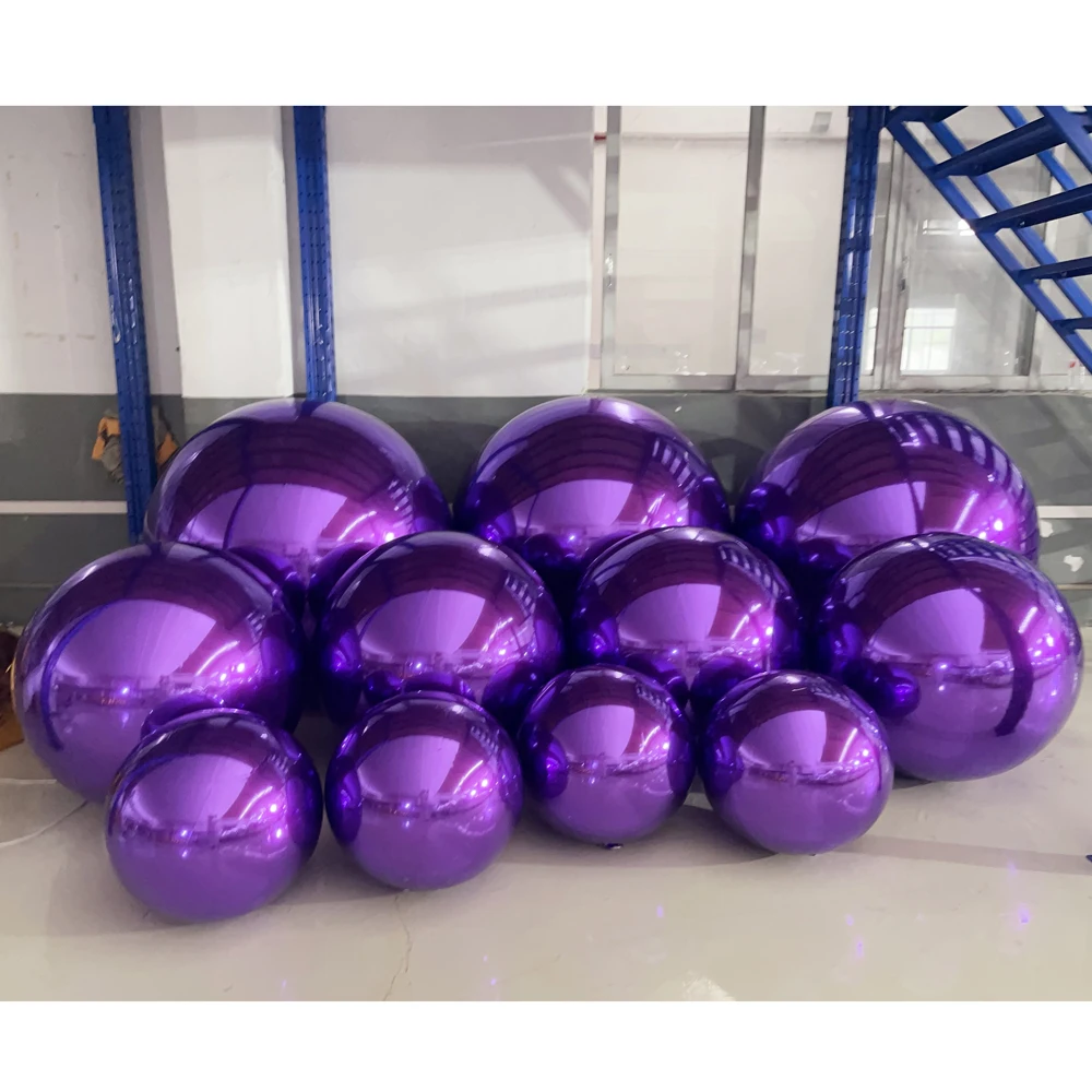 الأرجواني نفخ كرة مرآة العملاق مرآة بالون بولي كلوريد الفينيل ديسو المجال مختومة كرات لامعة لحفل الزفاف زينة للسقف