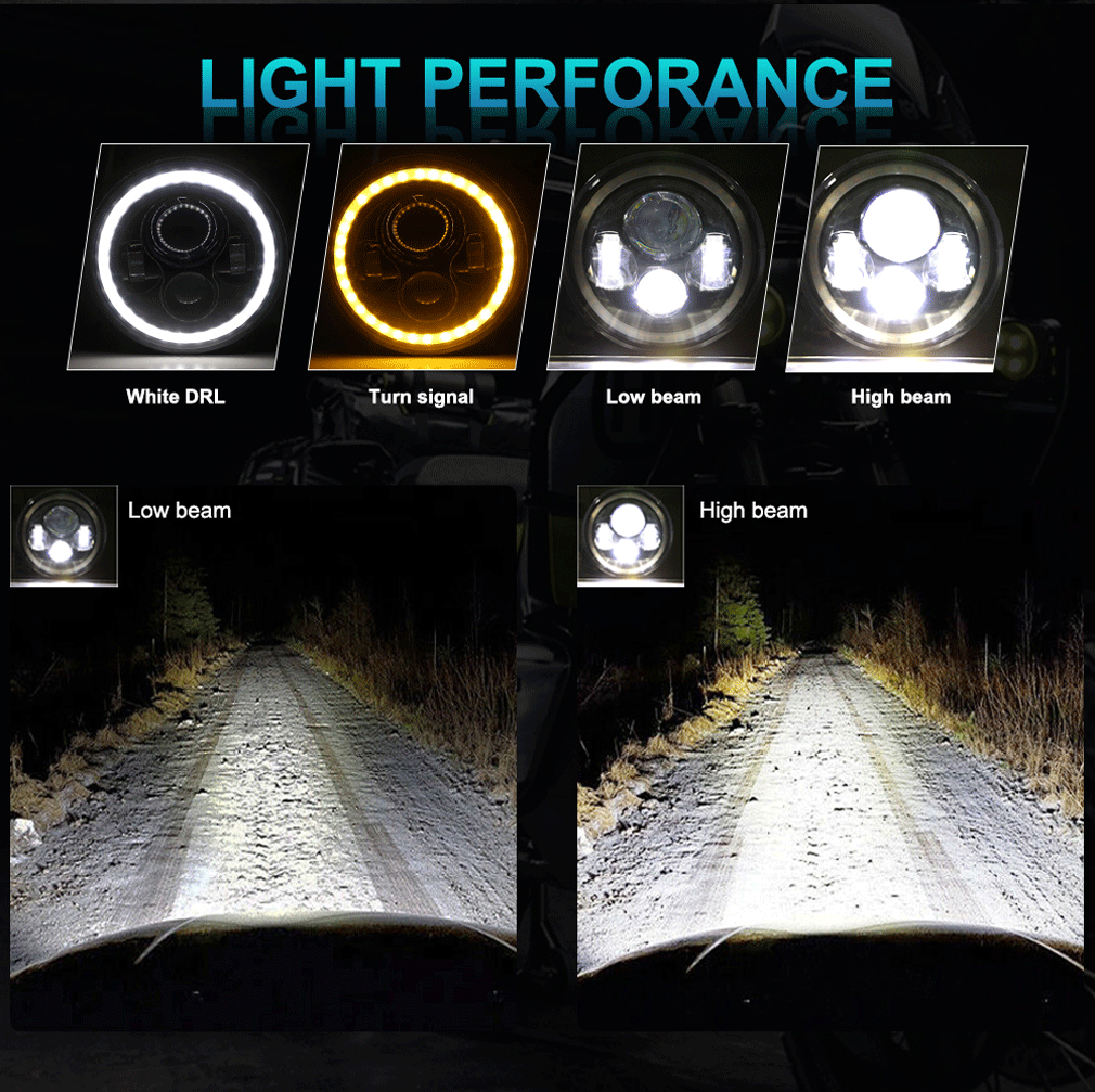 2pcs Car 7" Led Headlight Hi/Low H4 Halo Angle Eyes For Urban Harley BMW Jeep JK 4x4 Suzuki Samurai Jeep Wrangler Off Road