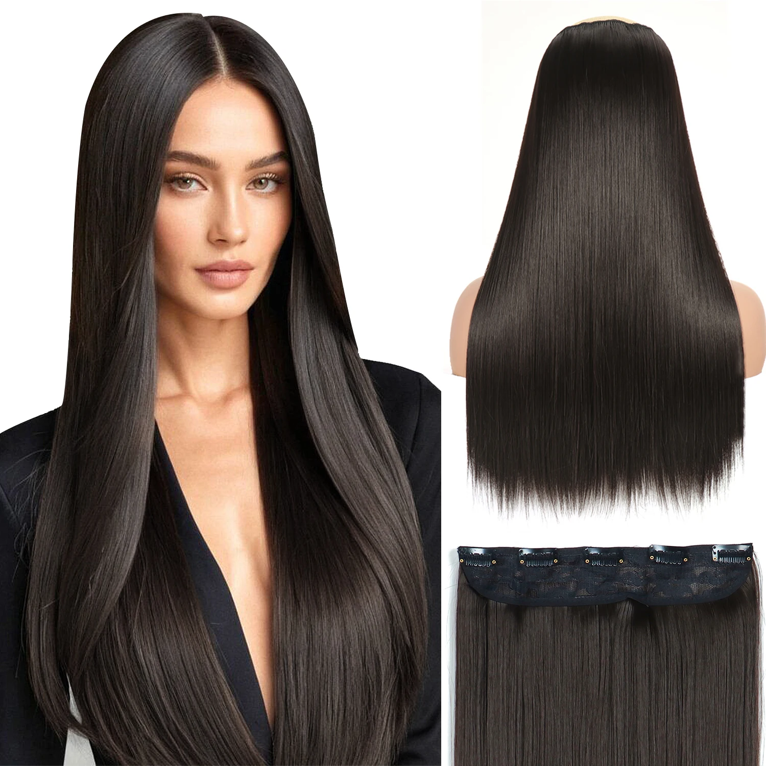 

Натуральные цветные синтетические накладные пряди для волос с клипсами, легко носить, цельные пряди на заколках для женщин и девушек, для повседневного использования, вечеринок и праздников