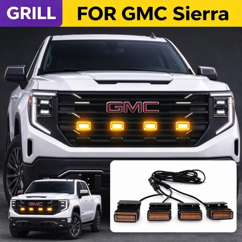 FOR GMC Sierra 24 LED Car Center Front Grille Light Single Color Snap LED High Brightness Waterproof