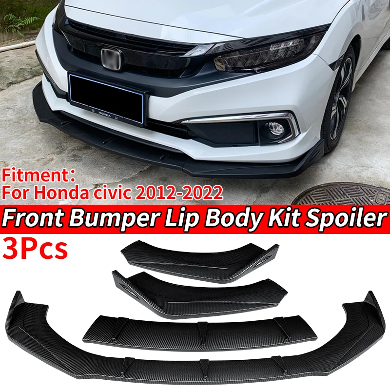 

Car Front Bumper Lip Splitter Spolier Diverter Diffuser Removable Retrofit Body Ki For Honda tenth Generat Civic Sedan 2012-2022