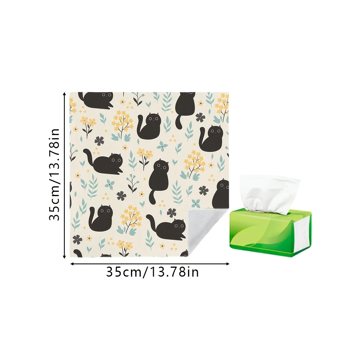 1pc Multi-functional Magic Sticky Cloth Adorable and Soothing Black Cat with Small Flowers Print  Camera Protective Cover