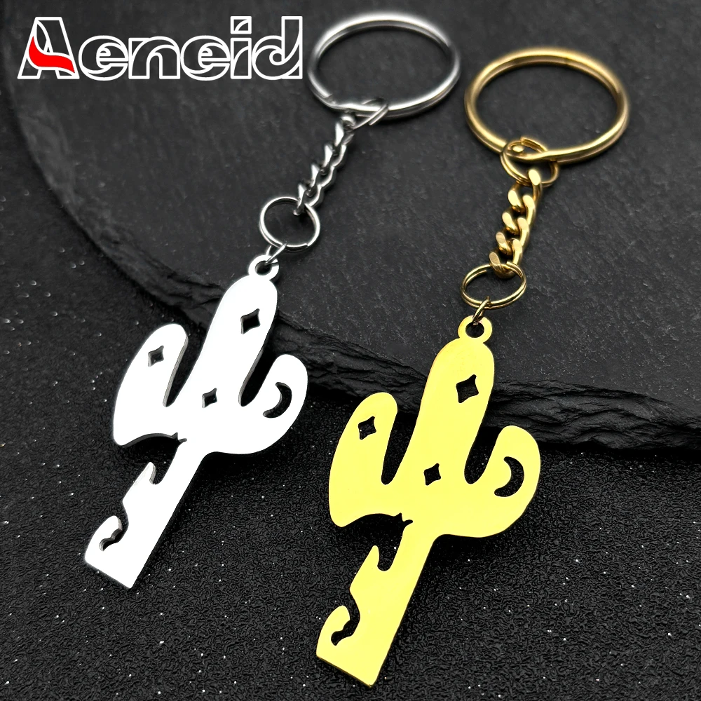 

Hollow Cactus Horse Key Rings For Women Men Stainless Steel Gold Silver Color Cute Plant Moon Star Key Chain Jewelry Gifts