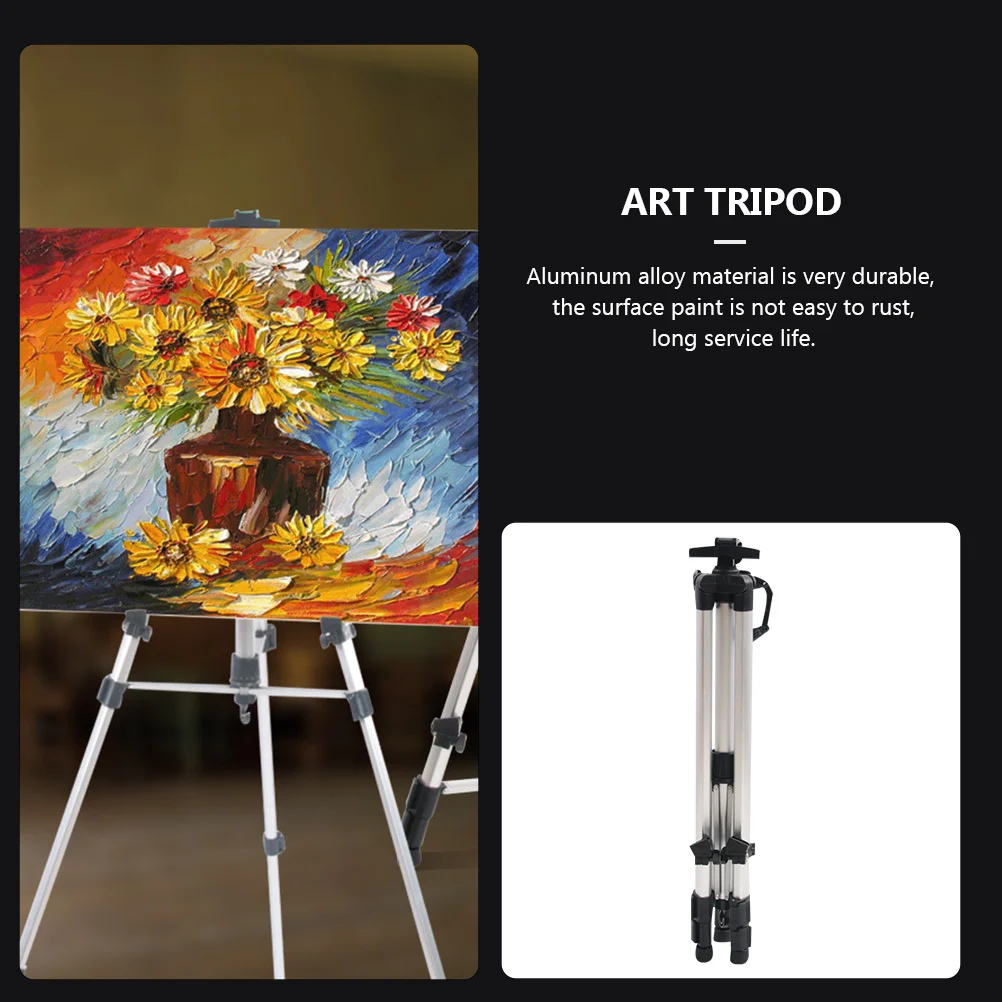 

Adjustable Height Aluminium Alloy Painting Easel Folding Tripod Stand Rack for Outdoor Drawing Display Art Tripod