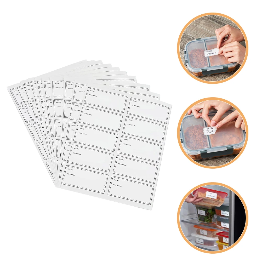 

10 Sheets Waterproof Oil proof Food Labels Synthetic Paper Stickers Dating Removable Bottle Supplies H writing Marker Practical