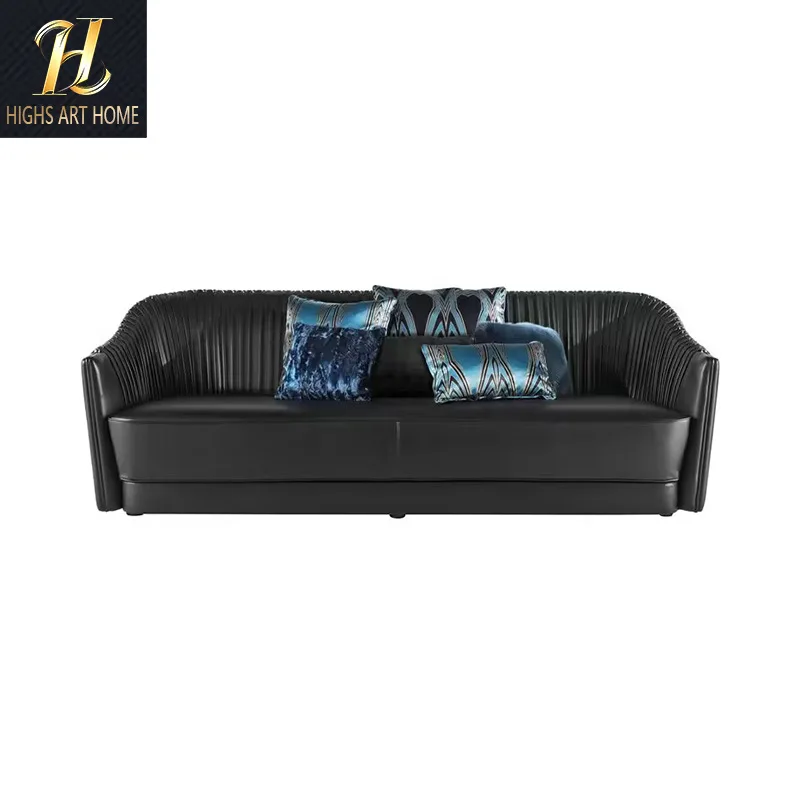 Italian robertocavalli light luxury matte leather sofa modern villa living room furniture