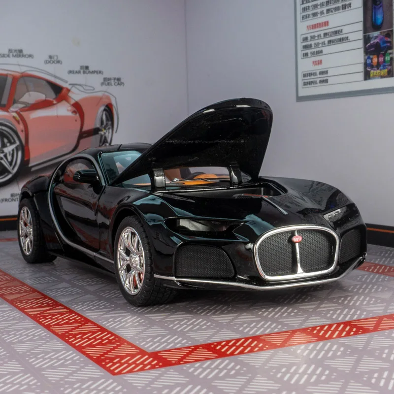 1:24 Bugatti Atlantico modello di auto in lega pull-back ammortizzatore acusto-ottico porta giocattolo e bagagliaio per bambini possono essere aperti.