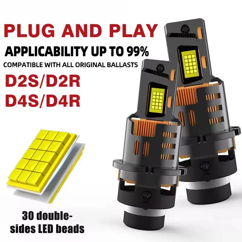 

Комплект светодиодных ламп для фар 1500W D2S D4S 1:1, замена ксеноновых ламп D8S, D2R, D4R, автомобильные лампы CSP CANbus Plug&Play 12V