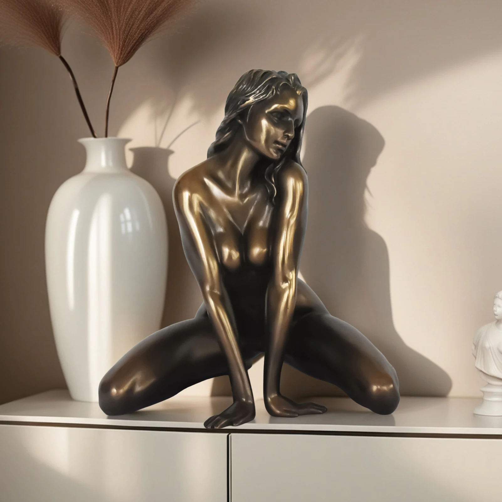 عارية تمثال برونزي زخرفة الزخرفية الراتنج شخصية النمذجة الحرف لعيد الميلاد عيد الحب السنة الجديدة هدية الغاز