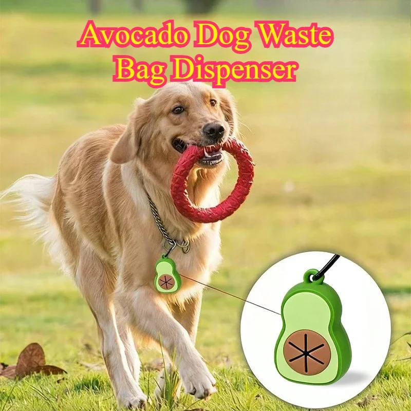 1* Avocado Dog Poop Bag Dispenser, Silicone Bag Holder with Leash Clip, Portable Pet Waste Collector for Dog Walking Essentials