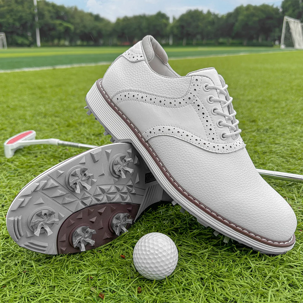 Prodyšné luxusní golf boty pánské pohodlné outdoorové spikeless golf atletický tenisky vodotěsný kolíček odolné cestička boty