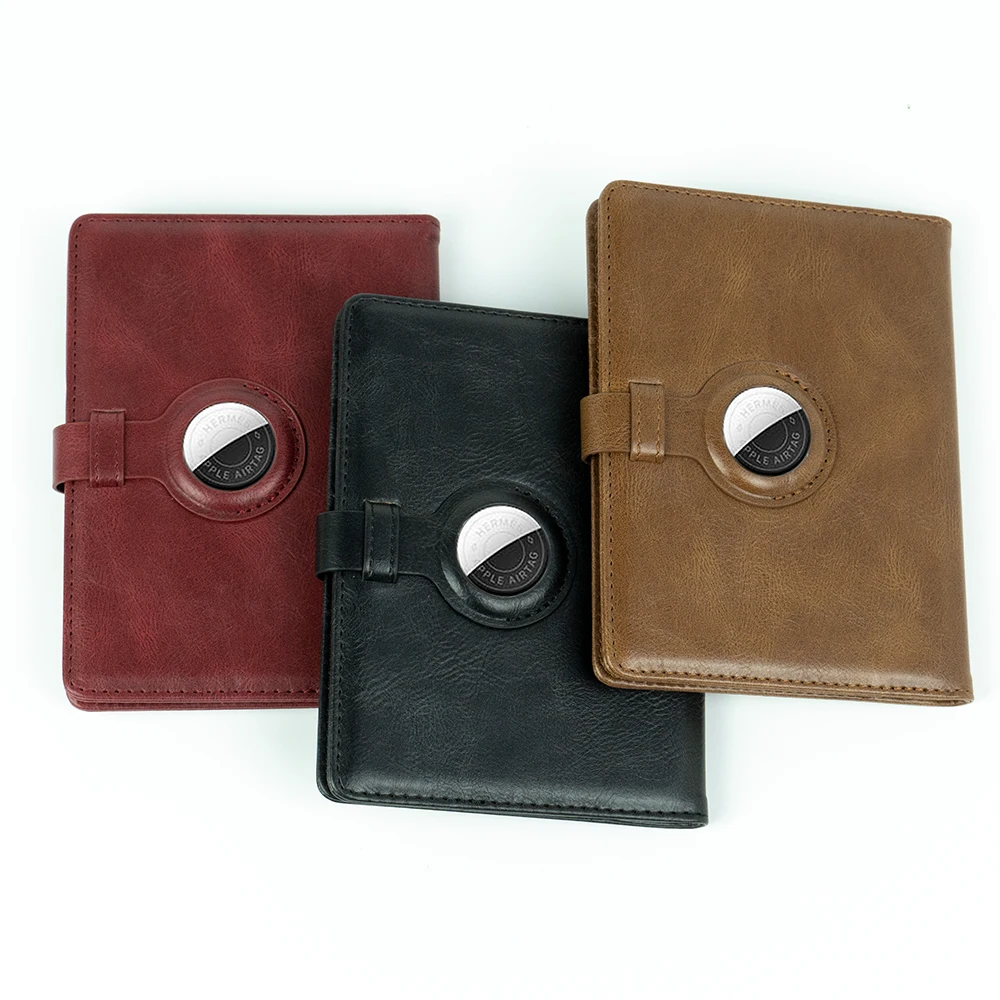 Gifts available Leather Wallet for Men Minimalist Smart Gps Air Tag Tracker Wallet Rfid Passport Airtag Card Holder Cases Cover