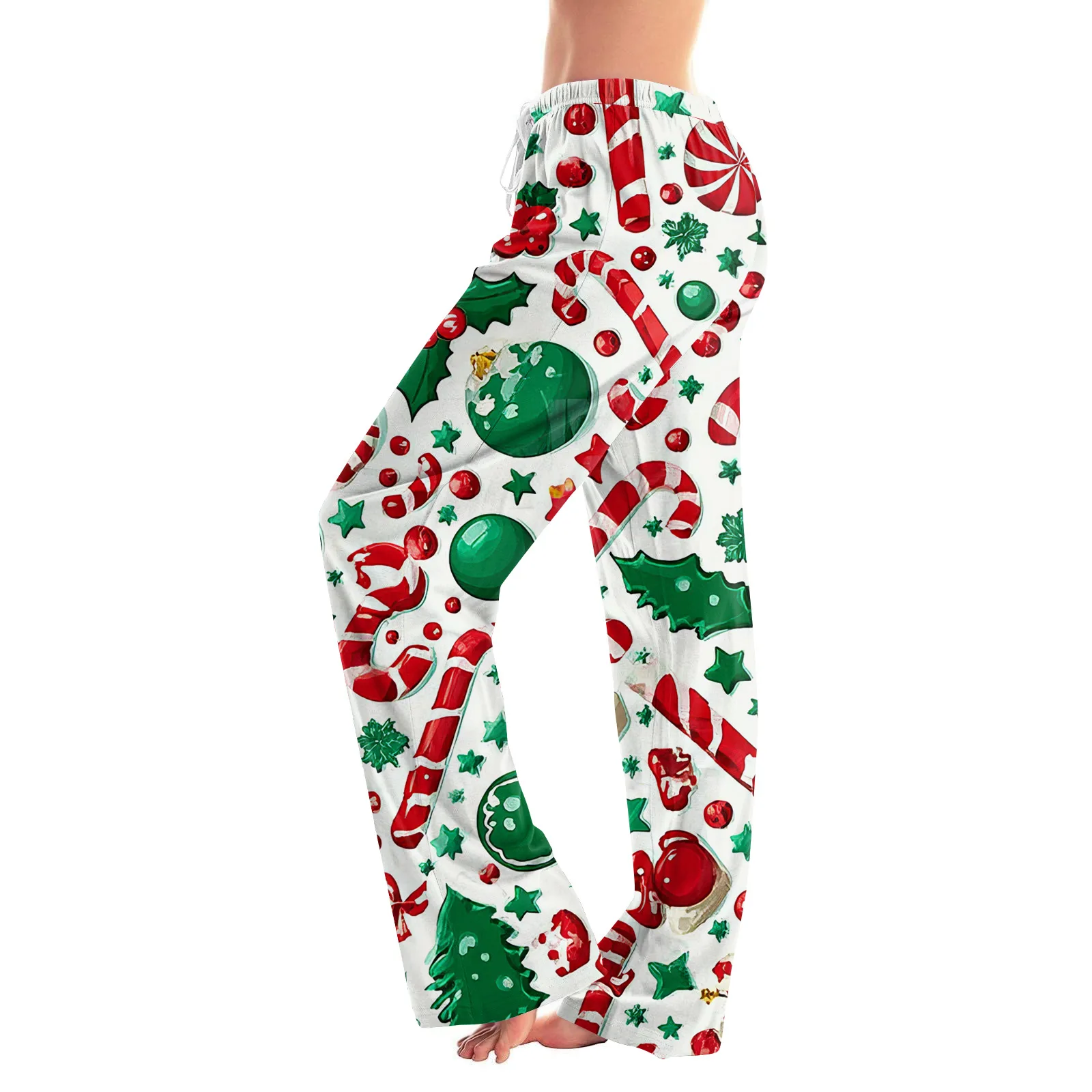 النساء حجم كبير السراويل أزياء المرأة جيب صالة السراويل بيجامة السراويل عارضة فضفاض عيد الميلاد الطباعة طويلة واسعة الساق اليوغا السراويل