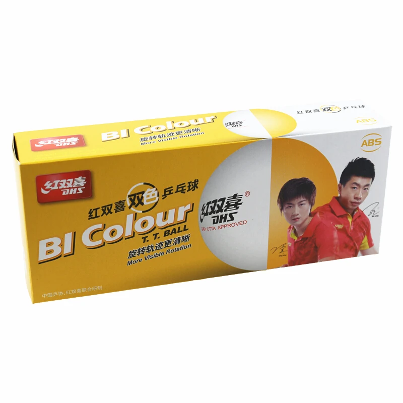 DHS BI Colour balls New material double color seamed ABS D40+ Plastic table tennis ball ping pong poly