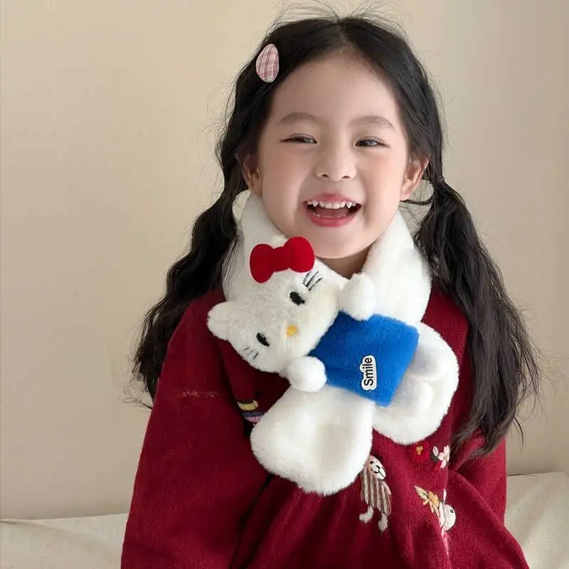 

Детский милый зимний шарф в стиле аниме, модный цветочный принт для мальчиков и девочек, антихолодный теплый шейный платок, уличный ветрозащитный детский чехол на шею