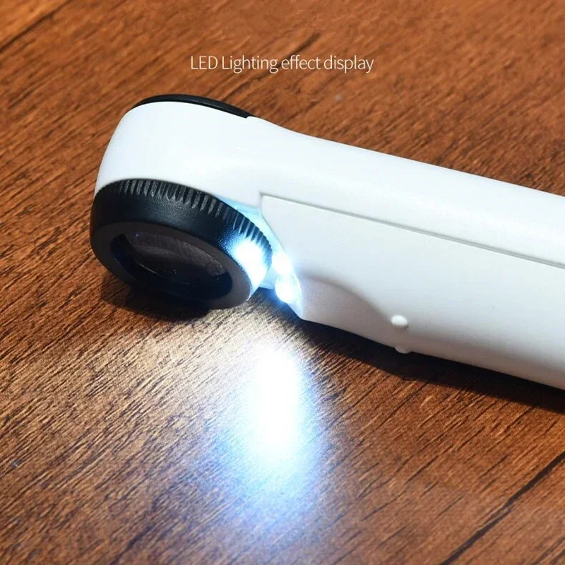 

40X Optical Handheld Magnifying Glass LED Light Repair Electronic Magnifier for Identification Antique Jewelry Inspection