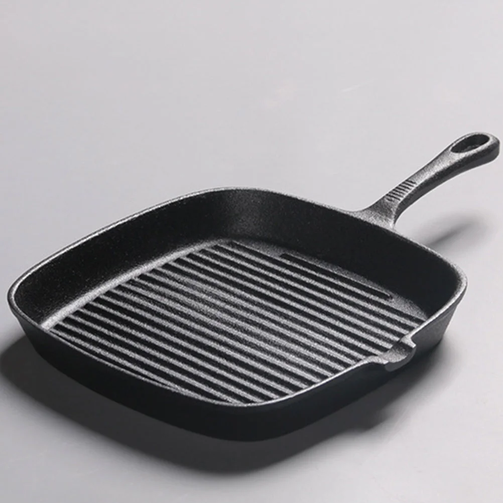 

Steak Skillet Uncoated Pan Griddle Non Stick Non-stick Frying Square Cast Iron Steak-Frying Striped