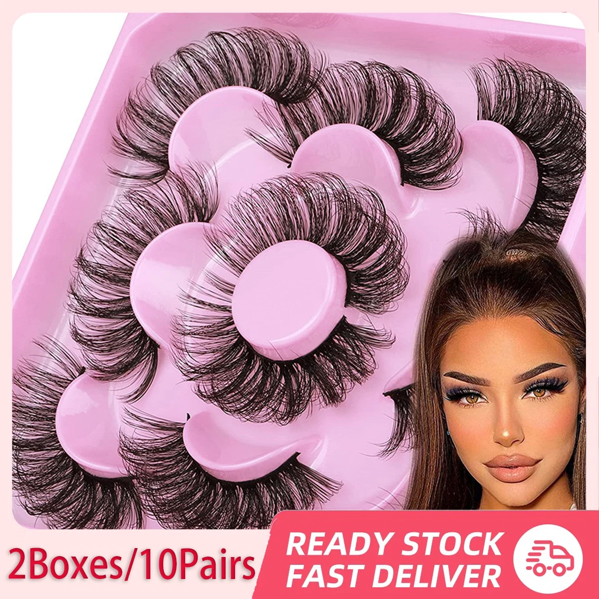 2Boxes/10Pairs Russian Strip Lashes Fluffy Mink Lashes 3D False Eyelashes Russian Volume Eyelashes Fake Eyelash Extension Make