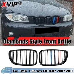 2x Glossy Black Front Kidney Racing M-Color Grills For BMW 1-Series E81 E82 E87 E88 2007-2011 Matte Black Double Bumper Grille