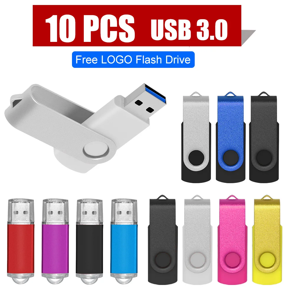 10 Stks/partij Gratis Aangepaste Logo Usb 3.0 Pendrive Flash Drive Hoge Snelheid 8gb 16Gb 32Gb 64Gb 128Gb Pen Drive Memory Stick Cle Usb Cadeau