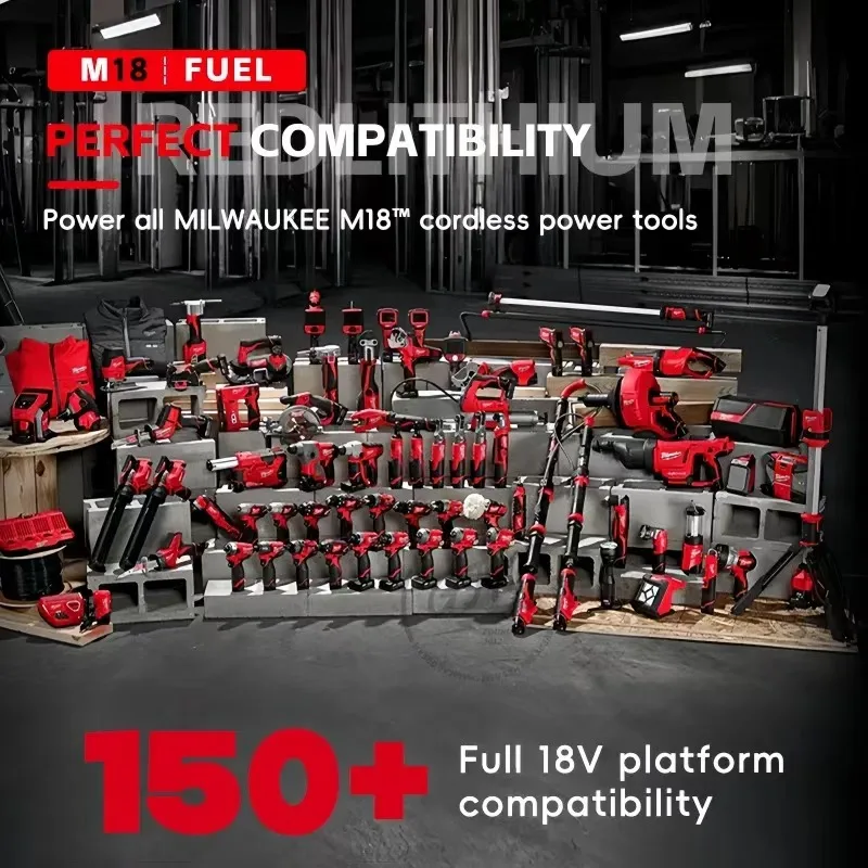 M18 For Milwaukee 18V Power Tool Battery, Charger BR XC M18B5 48-11-1860, Built-in 18650 Power Tool Battery 6.0Ah/9.0Ah/12.0Ah