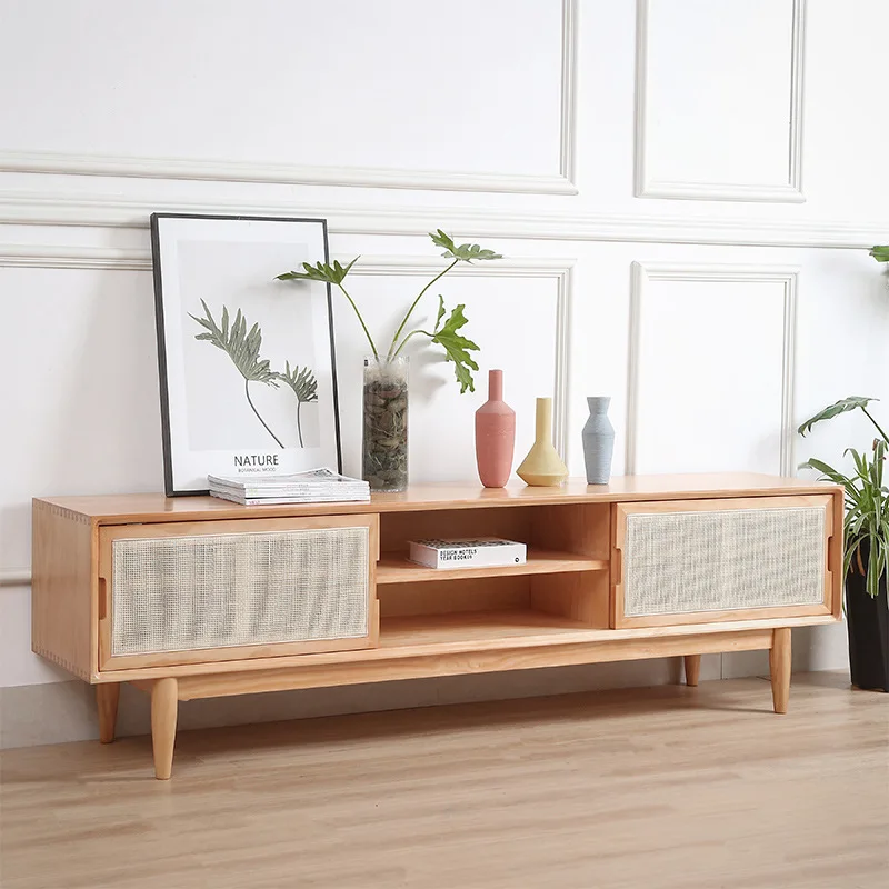 

Деревянные подставки для телевизора из массива дерева из ротанга, напольные аудиовизуальные подставки для телевизора, современная скандинавская мебель, шкаф JTT