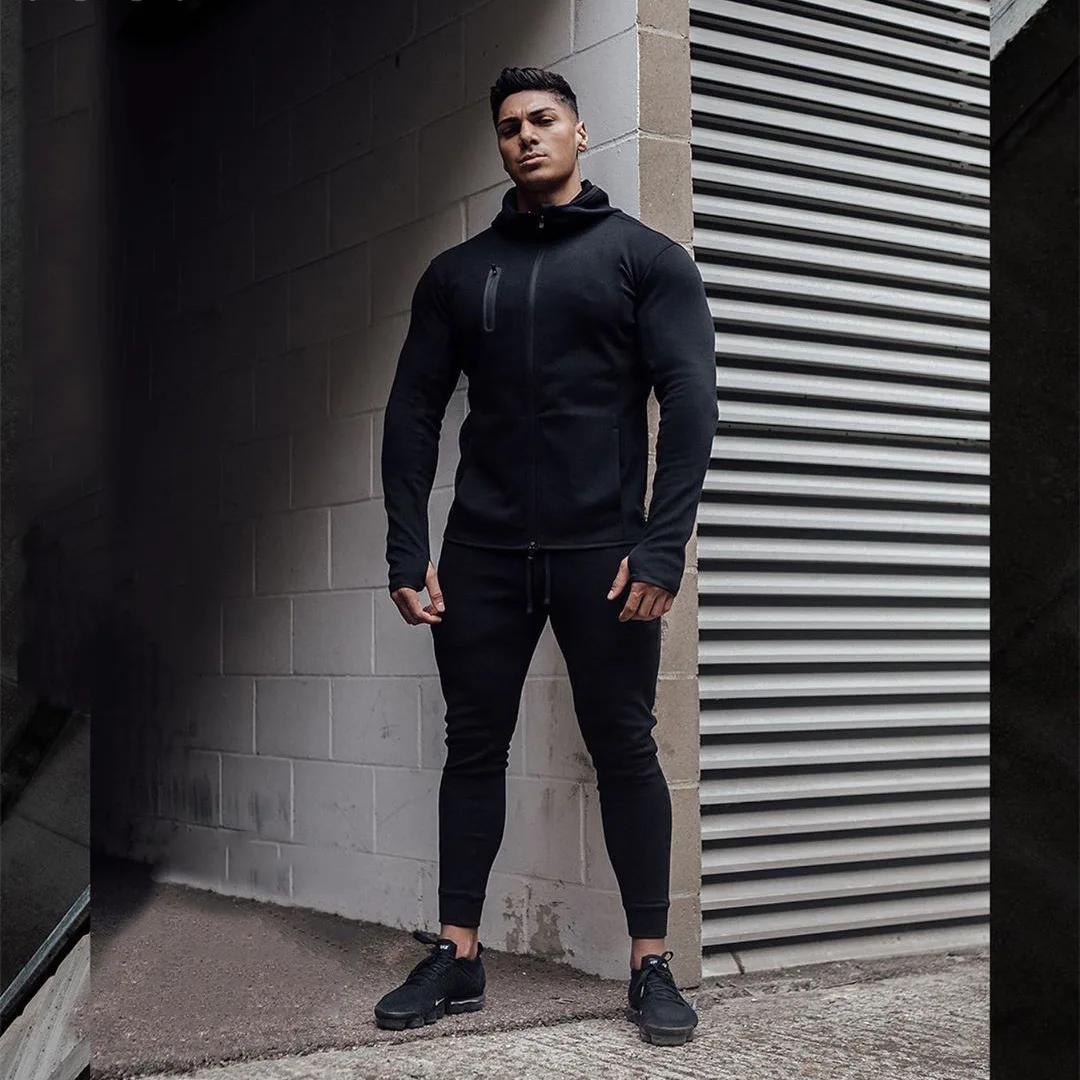 Muscle New Autumn and Winter Sports Suite Men's Outdoor Running Hoodie and Pants Leisure Two-Piece Set conjunto de futbol hombre