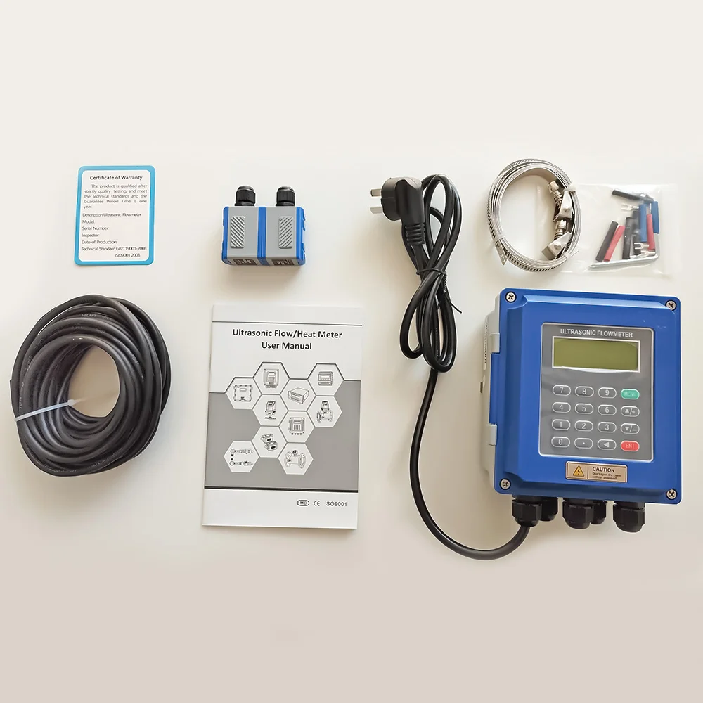 TUF-2000B-TS-2 Ultrasonic Water Flow Meter TS2 Sensor (DN25-100mm) Wall Mounted Digital Liquid Flowmeter With RS485 4-20mA