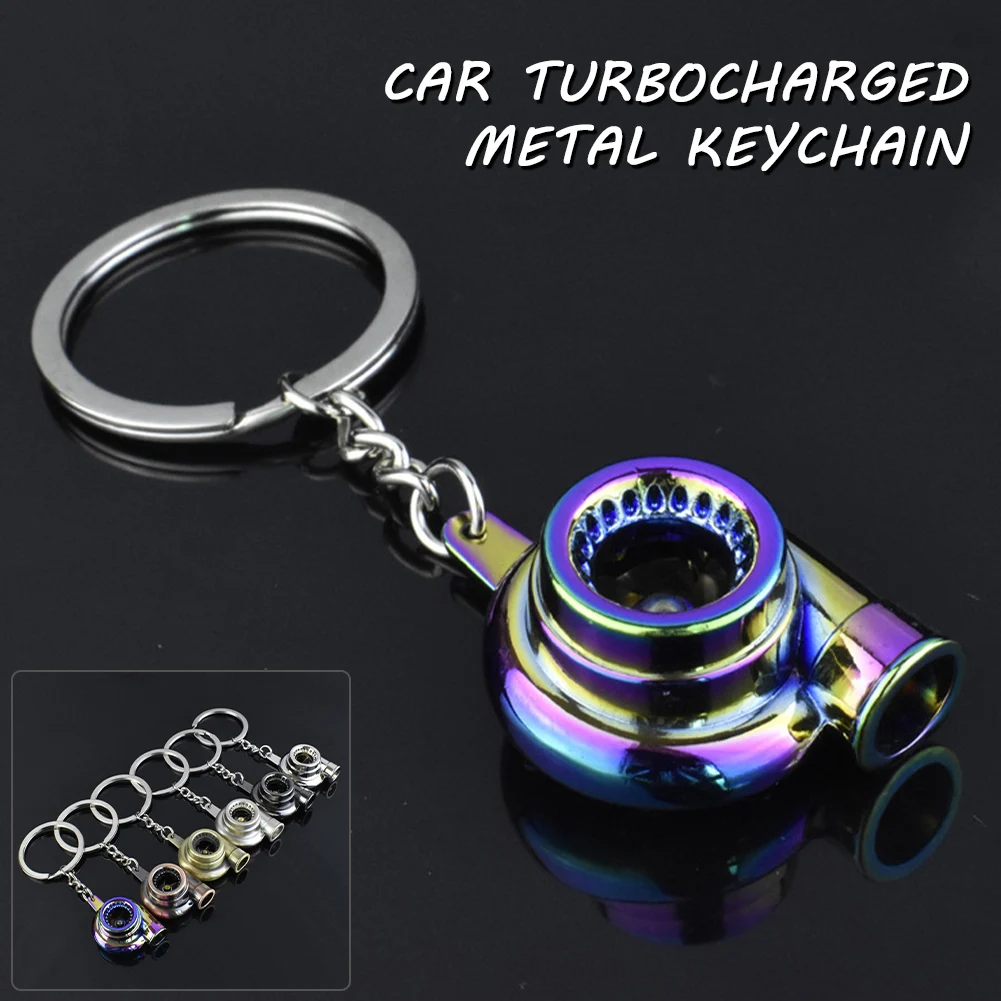 

Mini Turbo Turbocharger Keychain Cool Spinning Turbine Key Rings Zinc Alloy Metal KeyChain Car Pendant Car Interior Accessories