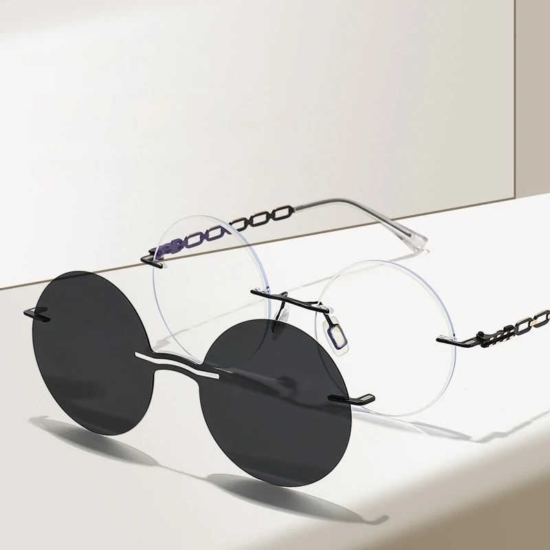 COHK New Style Round Magnet Clip On Glasses Frame Trend Polarized Sunglasses Women Brand Design Optical Computer  Eyewear UV400