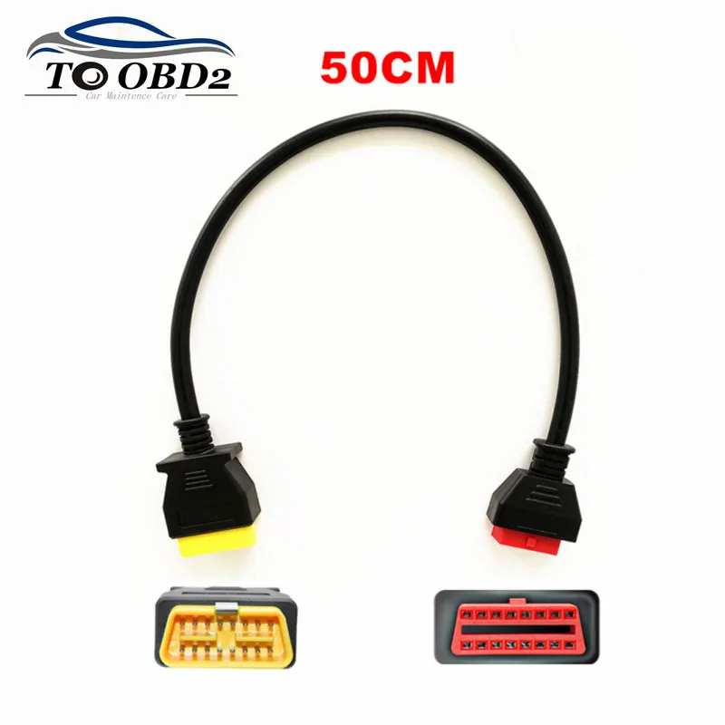 OBD2 on-board diagnostic interface adapter 16 pin male female plug extension cable 30CM 50CM male to male 60CM extension cable