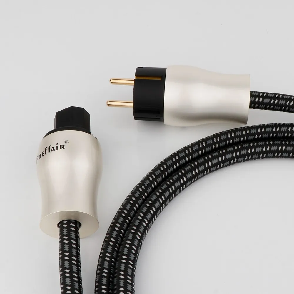 Preffair OFC-Netzkabel, schwarz-graues 10AWG EU/US-AC-Hauptversorgungskabel, 3-poliger C15-Buchse, 125 V/15 A für Lautsprecher, Subwoofer – Detail 12