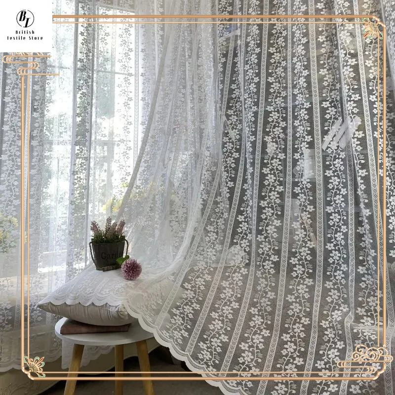 

European Embroidered Luxury White Tulle Curtain for Living Room Bedroom Lace Window Screen Sheer Yarm Elegant Blackout Custom