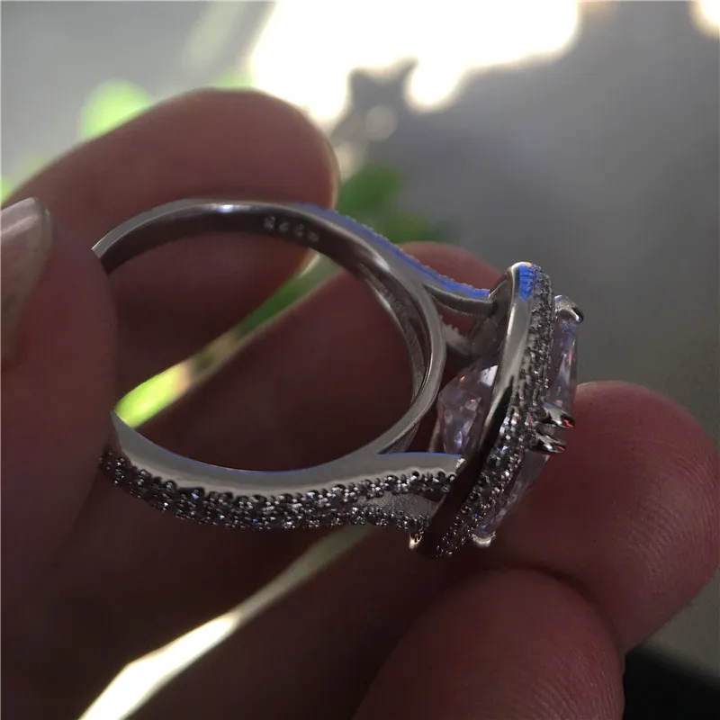 Luxury 8ct Diamond Ring 925 Sterling Silver Jewelry Court Engagement Wedding band Rings for Women Bridal Party accessory 4
