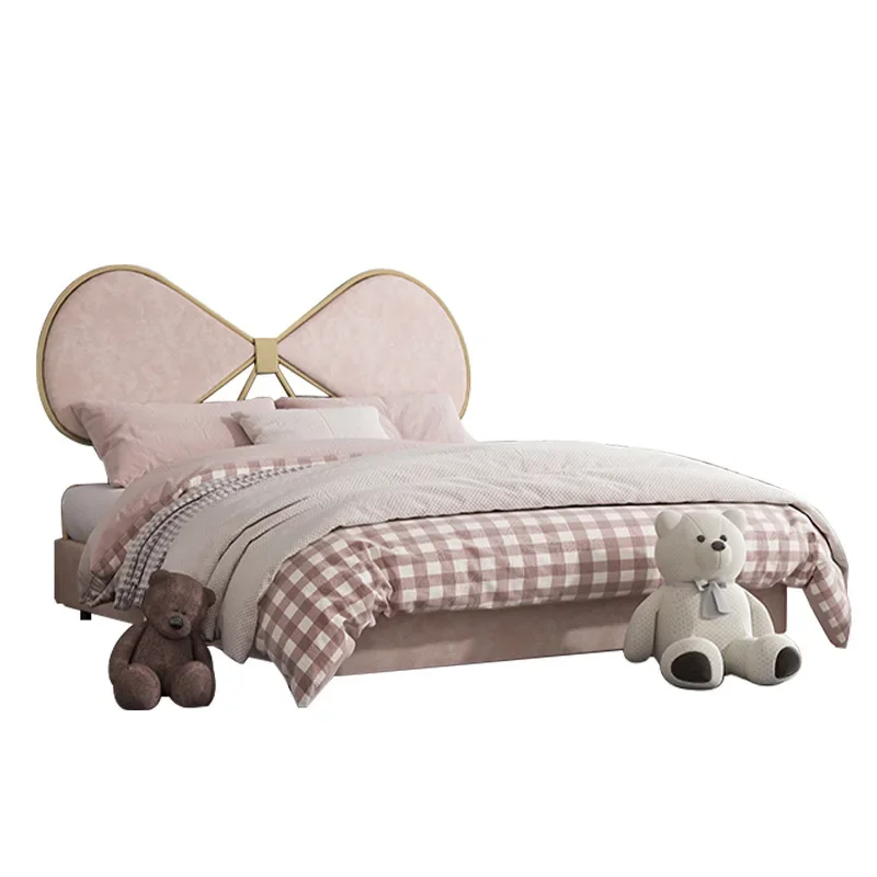 Internet celebrity teen princess bed bow bed 1.5m girl bed 1.8m girl  modern light luxury pink