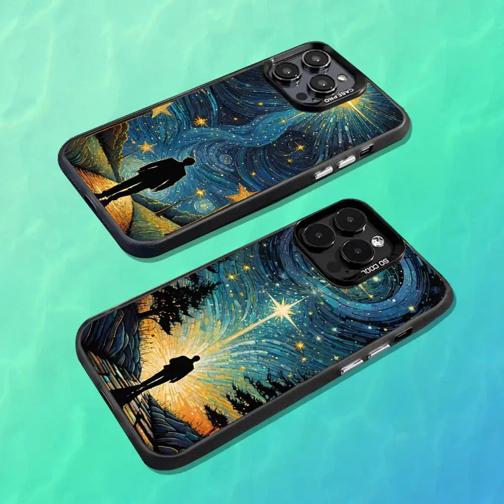 

Art Starry Sky Tree Phone Case For iPhone 16,15,14,13,12,11,Mini,Pro,MAX Black Matte Shockproof Cover