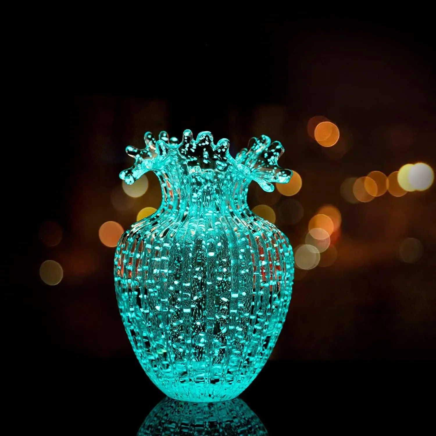 

Handmade Glass Vase Glow-in-Dark Wave Design Home Decor
